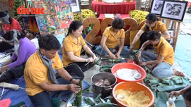 Sôi nổi Hội thi gói bánh Tét dâng Quốc Tổ tại Đền Hùng TP Hồ Chí Minh