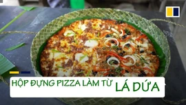 Độc đáo hộp đựng pizza làm từ lá dứa tại Philippines