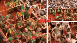 Hàng nghìn người ném 120 tấn cà chua tại lễ hội La Tomatina ở Tây Ban Nha