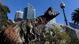 Khủng long Bạo chúa bật nảy trên bạt lò xo gây bão mạng