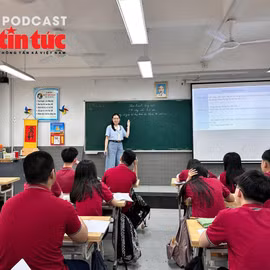 Một giờ học của học sinh Trường THCS Trần Duy Hưng, Hà Nội. 