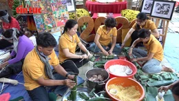 Sôi nổi Hội thi gói bánh Tét dâng Quốc Tổ tại Đền Hùng TP Hồ Chí Minh