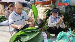 Tiểu thương chợ lá dong ngóng khách cận Tết