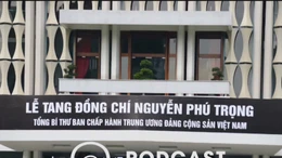 Lễ Quốc tang Tổng Bí thư Nguyễn Phud Trọng diễn ra tại Hội trường Thống Nhất, TP Hồ Chí Minh.