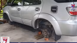 Bắt đối tượng trộm hàng loạt bánh xe ô tô ở Nghệ An