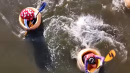 Độc lạ cuộc thi chèo thuyền bí ngô tại Bỉ