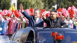 Video hàng nghìn người hô vang 'Thống nhất' khi xe chở ông Kim Jong-un, Moon Jae-in đi qua