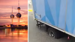 Kuwait: Nắng nóng kinh hoàng, đường 'tan chảy' khiến ô tô sụt hầm
