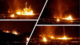 Xem 'vũ điệu' dung nham rực sáng giữa trời đêm ở Iceland