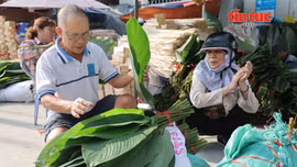 Tiểu thương chợ lá dong ngóng khách cận Tết