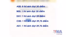 Chín thủ khoa đạt điểm tuyệt đối 30/30